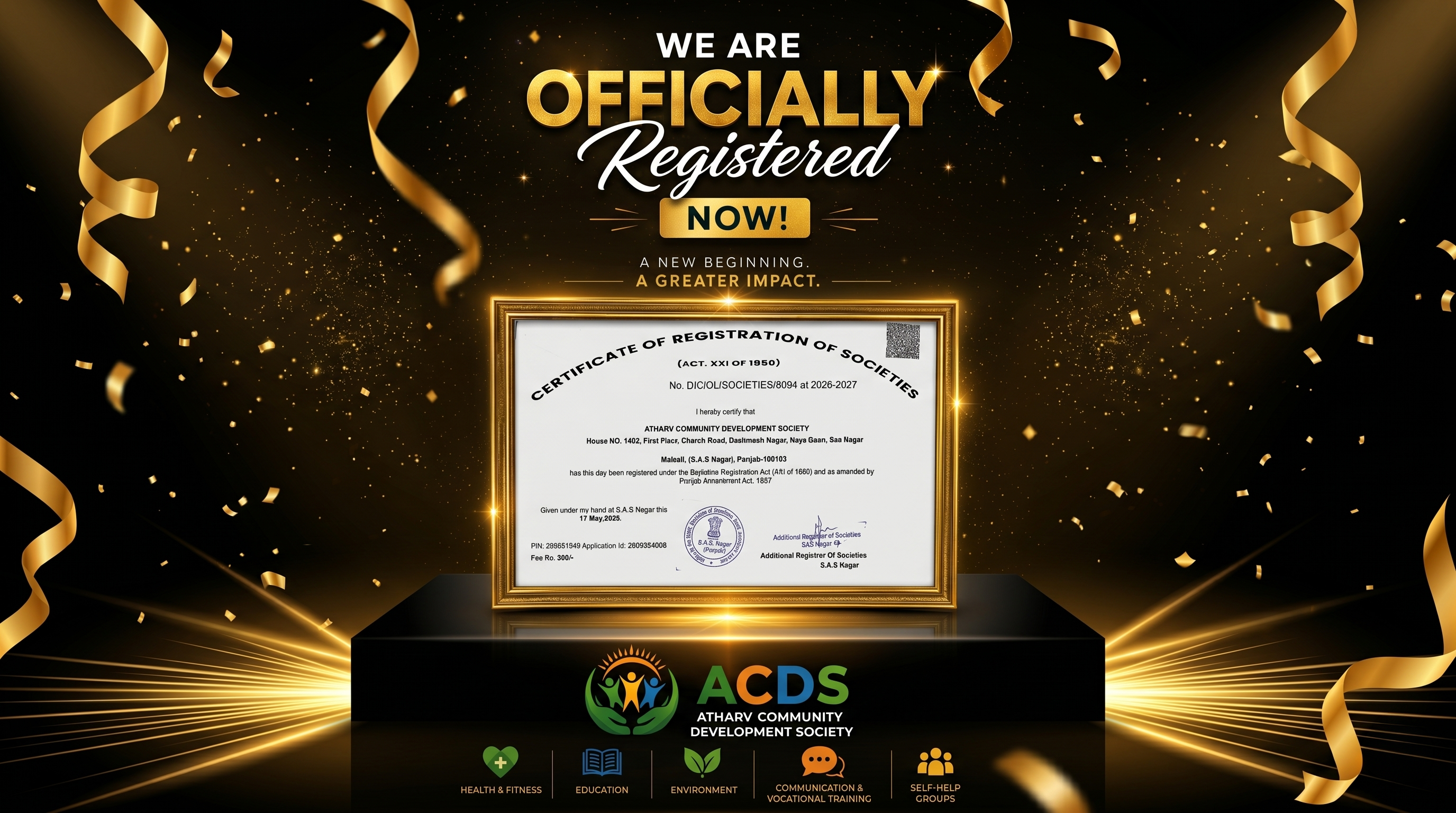 ACDS Official Registration Certificate